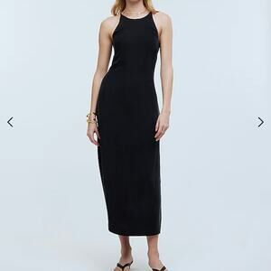 Madewell Dress Womens 14 Black Crisscross Midi Slip Cupro Blend